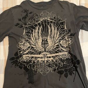 No Boundaries AfflictionxEdHardy Dark Gray Graphic Tee